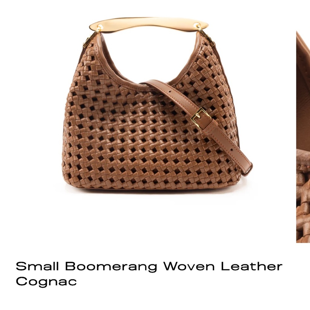 Elleme Paris Small Boomerang Woven Leather in Cognac